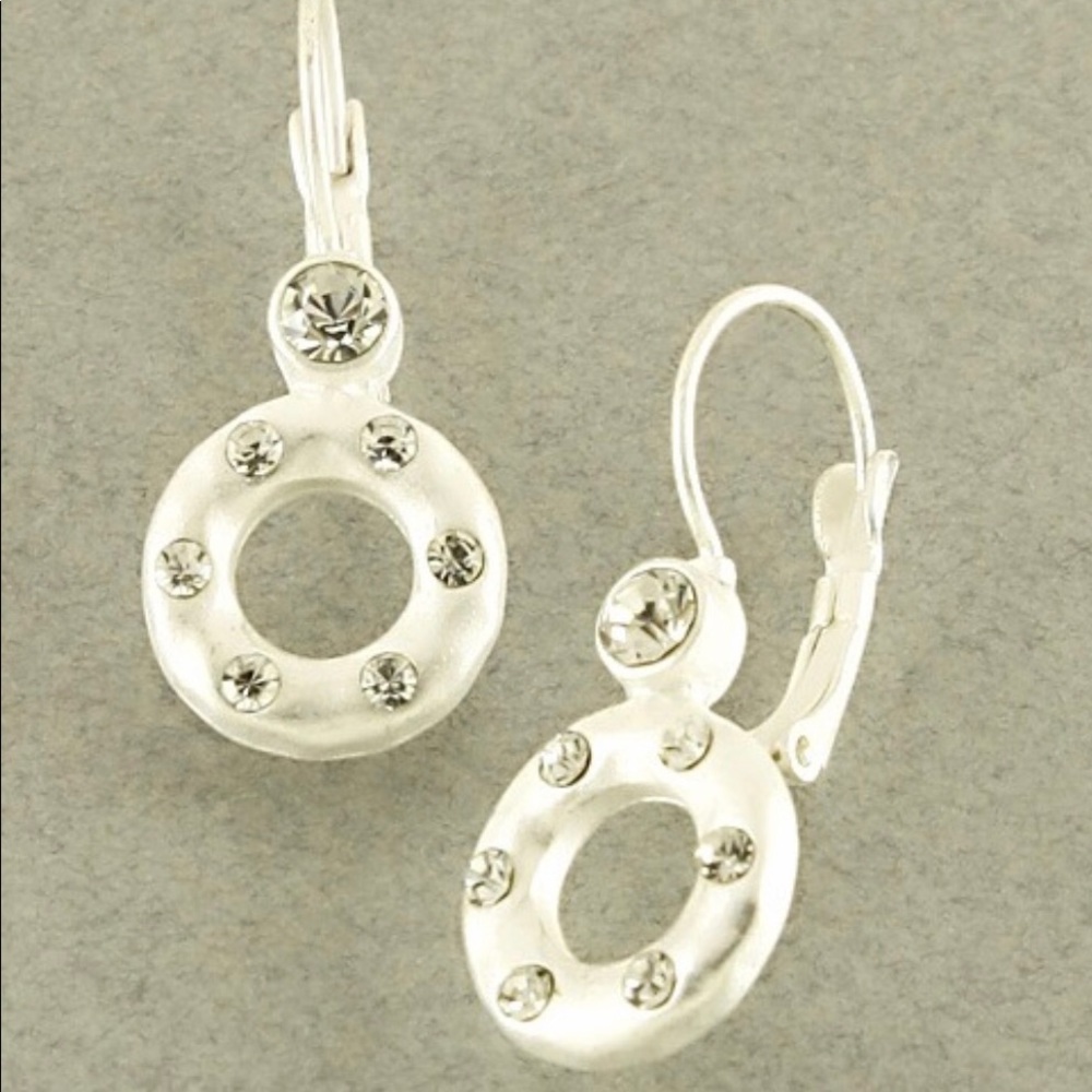 Open circle crystal earrings